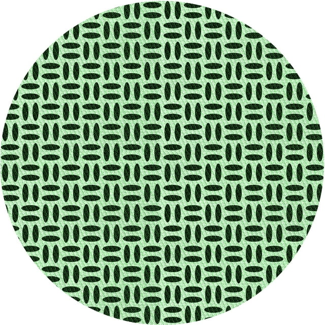 Ahgly Company Tapis Rond Lavable en Machine Intérieur Transitionnel Vert Forêt Foncé, 3 Pieds Rond