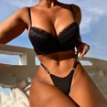 thumbnail image 4 of Gibobby Lencería mujer erótica Lenceria Sexy para Mujer Transparente Ropa Interior Lenceria Vestidos de Mujer Sexis Bralette y Tanga Conjunto Interior Mujer(Negro, CH), 4 of 5