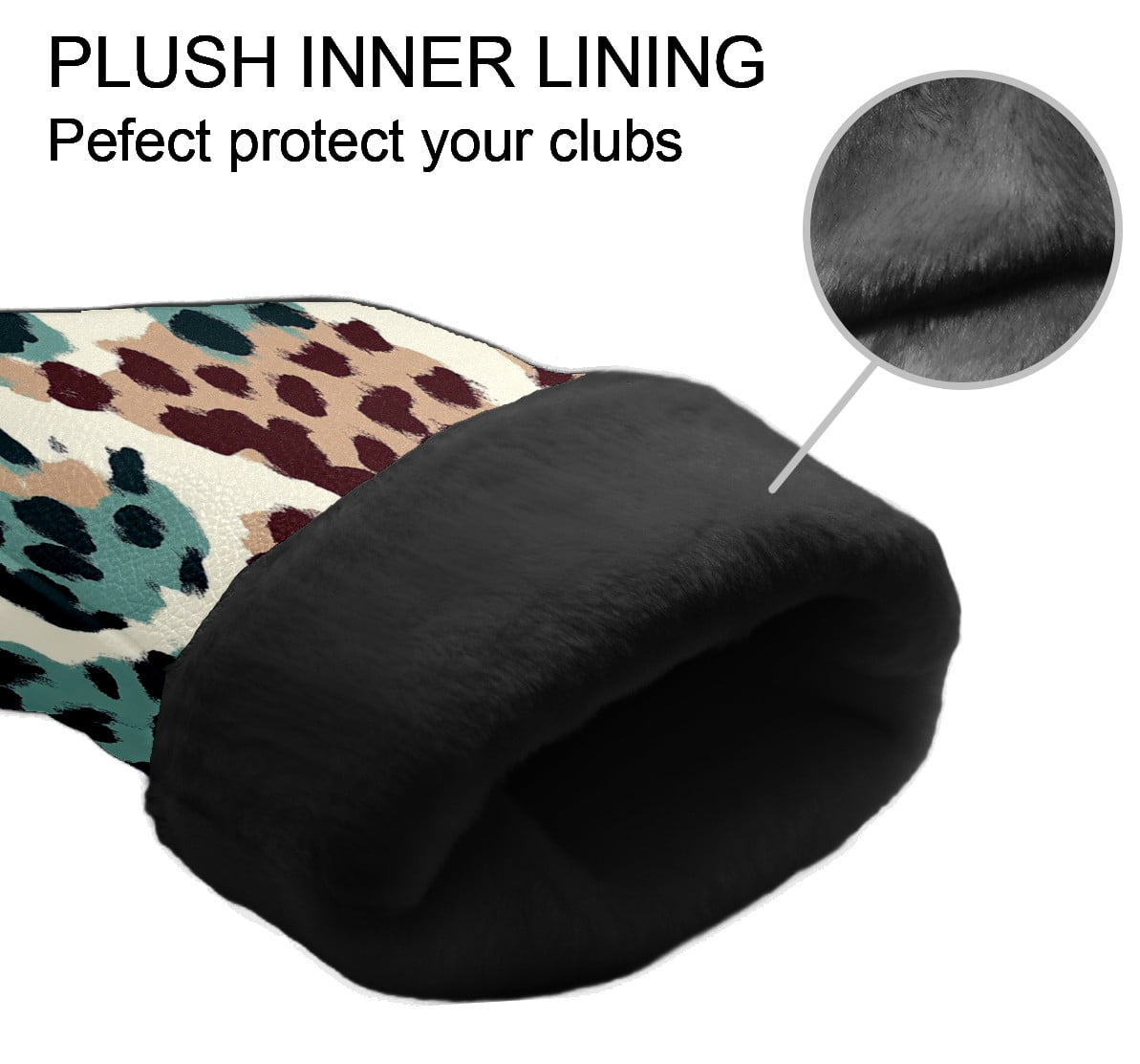 Golf Club Covers PU Leather Waterproof Head Covers for Fairway Woods Hybrids Leopard Print Unisex Fits Most Brands