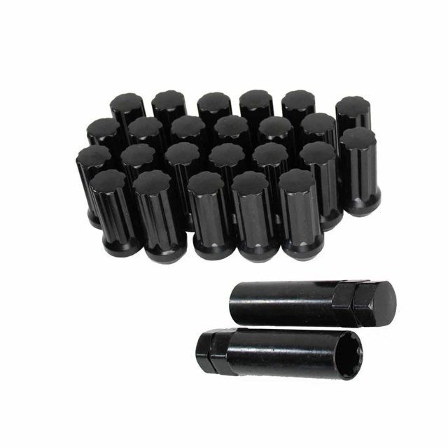 Hex Autoparts (24PCS) 14x1.5 Spline Lug Nuts + 2 Keys for 6 Lug Chevy