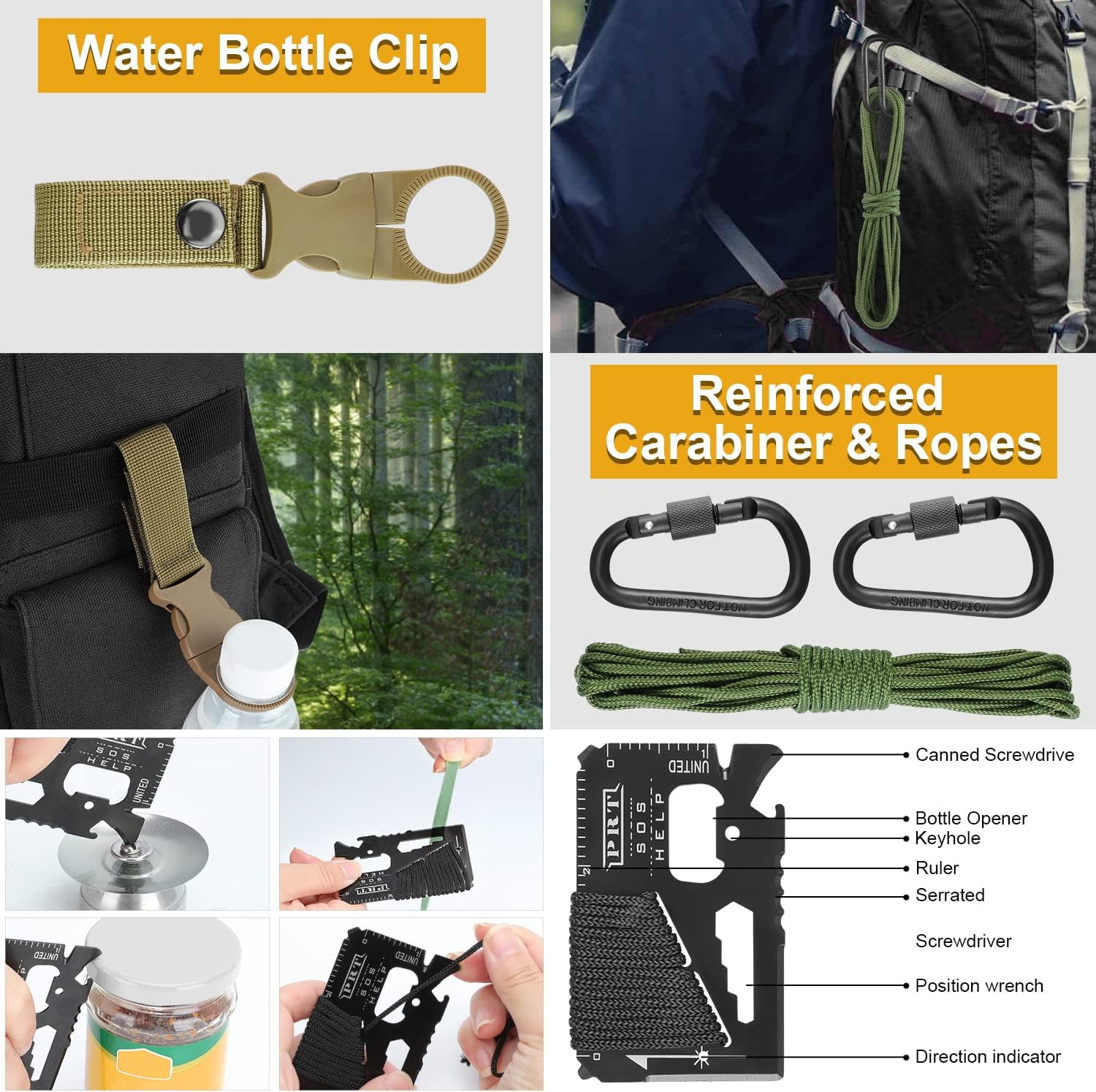 A house of tools Survival Kit, Gifts for Men Dad Husband, Emergency Survival Gear and Equipment 19 in 1, Fishing Hunting Birthday for Men, Camping Accessories, Cool Gadget, Camping Essentials