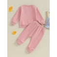 thumbnail image 5 of Elippeo Baby Girls Fall Outfits 6M 12M 18M 24M 3Y Letter Print Crew Neck Long Sleeve Sweatshirts and Elastic Waist Long Pants 2Pcs Fall Clothes Set, 5 of 10