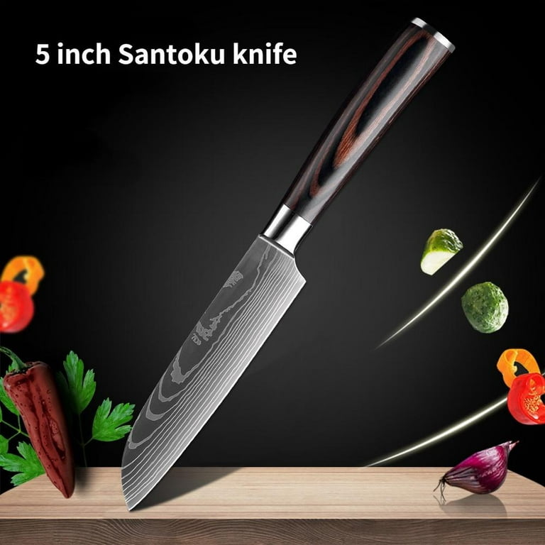 Knife Set with Block, Yabano 6 Piece German Stainless Steel