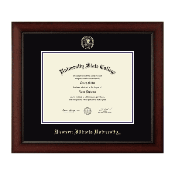 Framerly - WIU Diploma Frame with Black and Purple Mat