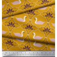 thumbnail image 2 of Soimoi Gold Georgette Viscose Fabric Swan & Moroccan Damask Printed Craft Fabric by the Yard 42 Inch Wide, 2 of 3
