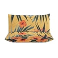 thumbnail image 3 of 3 Pcs Soft Bedding Set, Includes 1 Duvet Cover with Zipper And 2 Pillow,Shams Hawaiian Hibiscus Garden Orange Flowers Queen(90"×90"), 3 of 8