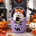 thumbnail image 2 of YOYTOO 3.6L Cute Halloween Basket for Kids, Cotton Rope Witch Hat Boo Candy Basket with Handle, Halloween Party Decorations, Trick or Treat Basket Bins, Purple, 2 of 9