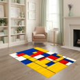 thumbnail image 2 of ODIKA 4'x6' Ultra-Soft Area Rug, Composition Inspired Abstract Bold Block Yellow Border None Washable, Bare feet friendly, Silk-Touch for Bedroom Home office, 2 of 7