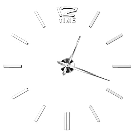 Clispeed Modern Plated Silver Acrylic Wall Clock Large DIY Frameless Mirror Design