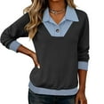 thumbnail image 6 of ZACPNCV Womens Denim Trim Cardigan Long Sleeve Solid Color Lapel Button Front Casual Open Jacket, 6 of 7