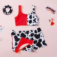 thumbnail image 4 of GYRATEDREAM Girls' Cow UPF 50+ Beach Sport Tankini 4-Piece Swimsuit With Cover-up Beach Shorts and Hair Band, 4 of 5