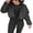 Black, variant on Women Cropped Puffer Jacket Cotton-Padded Stand Collar Long Sleeve Zip-Up Quilted Puffy Short Down Coats