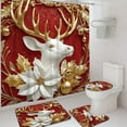 thumbnail image 3 of 4-Piece Christmas Bathroom Set Holiday Shower Curtain with Non-Slip Mat Toilet Lid Cover for Festive Home Decor(Multicolor), 3 of 6