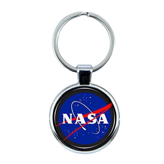 NASA Keychain with Epoxy Dome and Metal Keyring