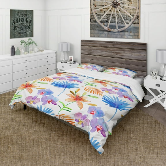 Designart 'Watercolour Orchids' Floral Duvet Cover Set