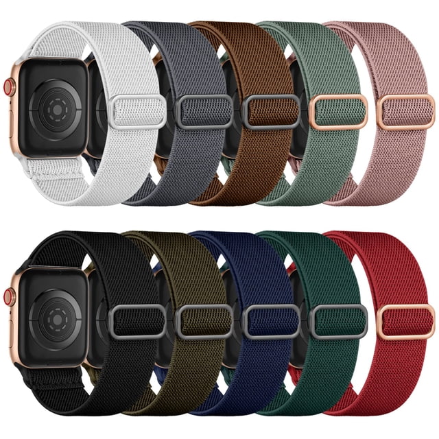 Pulseras Maledan de nailon elástico, paquete de 10 unidades, Apple Watch de 44 mm
