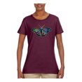 thumbnail image 2 of Colorful Rainbow Patterned Butterfly Animal Lover Womens Graphic T-Shirt, Maroon, Small, 2 of 3