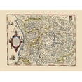 thumbnail image 2 of Ortelius 24x19 Gold Ornate Wood Framed with Double Matting Museum Art Print Titled - Northwestern Italy - Ortelius 1587, 2 of 4