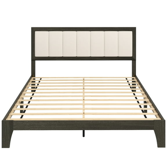 HOMCOM Queen Bed Frame with Headboard, Platform Bed Frame Charcoal Gray