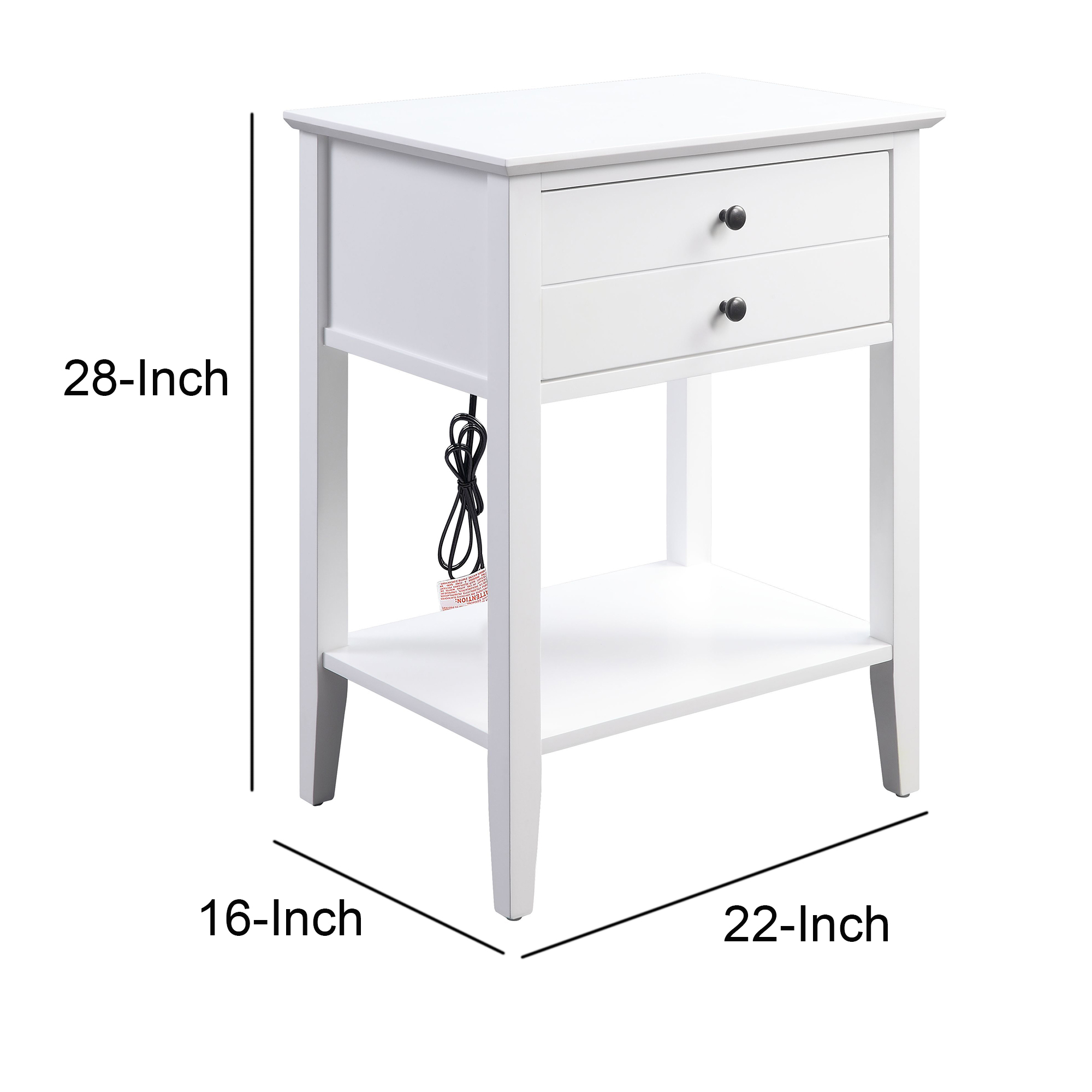 Benjara Bm211116 Rectangular Wooden Side Table With 1 Drawer 1 Bottom Shelf White 28 X 16 X 22 In Walmart Com Walmart Com