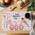 thumbnail image 2 of Galentine's Day Placemats Set of 8 Pink Gnomes Love Heart Grey Plaid Place Mats Indoor Wipeable Table Mats Washable Cloth Dining Table Placemats for Kitchen Holiday Party Home Decor 13x19 Inch, 2 of 9