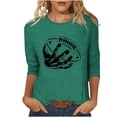 thumbnail image 3 of QATAINLAV T-Shirts Graphiques de Rugby pour Femmes Jour de Match 2025 Été Manches 3/4 Hauts Coupe Ample Décontractés Col Rond Blouses Tenues de Vacances 50 pour Cent de Rabais Ventes Aujourd'hui Vert TG, 3 of 5