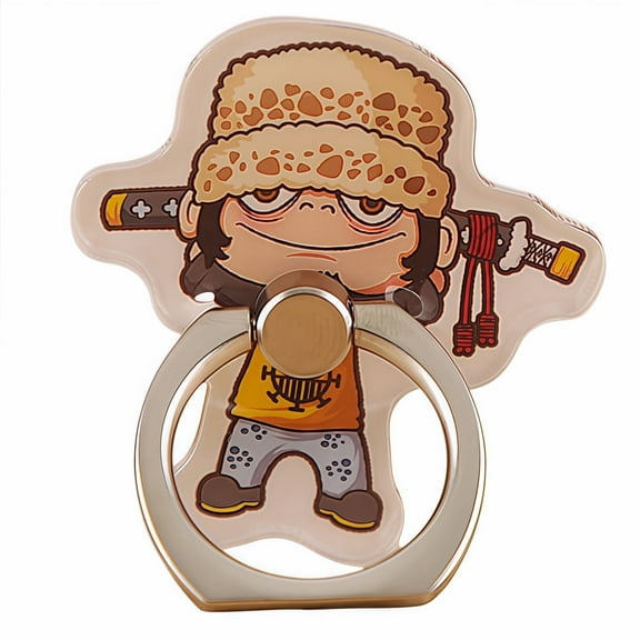 2-Pack Acrylic Trafalgar Law One Piece Anime Cartoon Phone Ring Stands - Non-Slip Desktop Holder, Cute Kawaii Decor Ins Aesthetic Gift