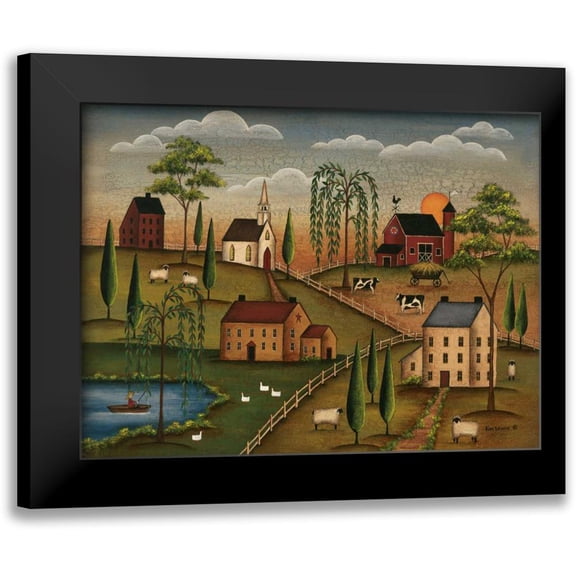Lewis, Kim 14x12 Black Modern Framed Museum Art Print Titled - Village Day