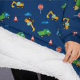 thumbnail image 3 of Oversized Wearable Blanket Hoodie,Cartoon Construction Vehicles Trucks Sherpa Blanket Hoodie with Super Pockets,Super Warm Fuzzy Pullover for Women & Men, 3 of 6