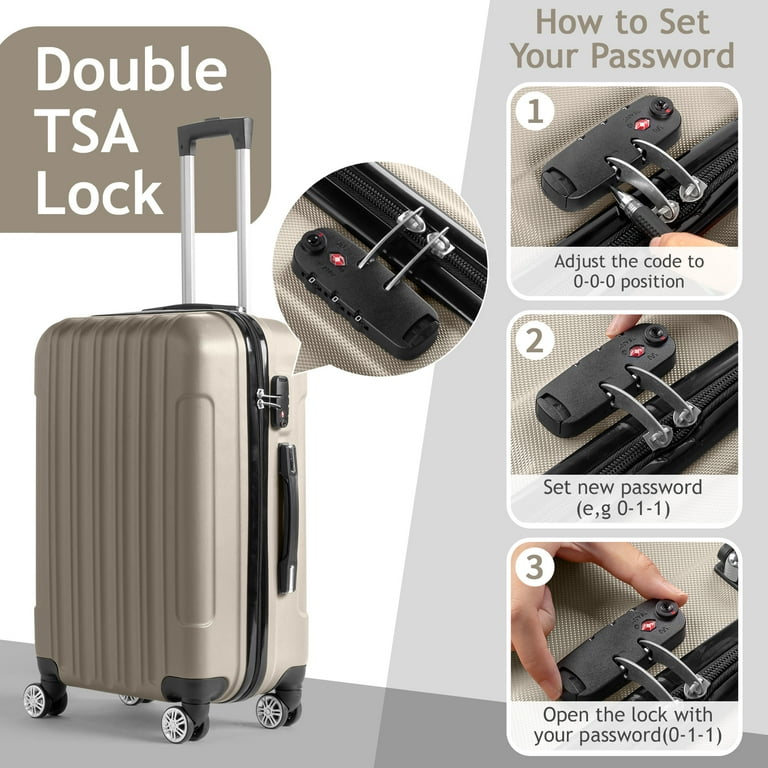 Zimtown 3 Piece Hard Shell Spinner Luggage Set, Durable ABS