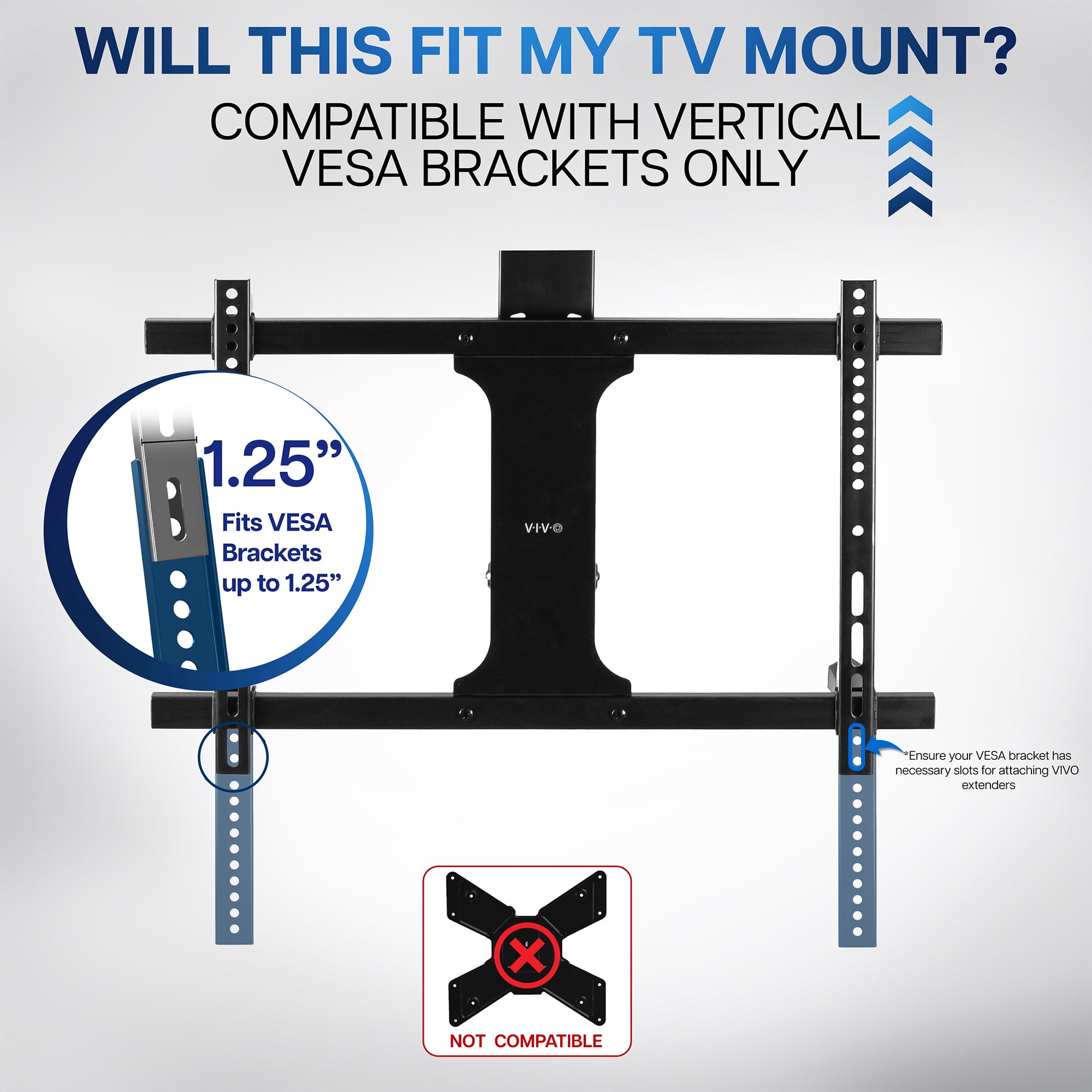 VIVO Vertical VESA Extender Kit for TVs w/ Low VESA Patterns, Hardware Included