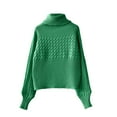 thumbnail image 4 of Duoif Womens Sweaters Women's High Neck Pullover - European & American Knitted Top Fall Sweaters for Women Green XL, 4 of 5