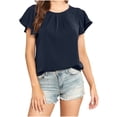 thumbnail image 2 of TAGOLD Summer Plus Size Tops for Womens 2023,Women Casual T-shirt Solid Round Neck Short Sleeve Pullover Blouse Tops, 2 of 5