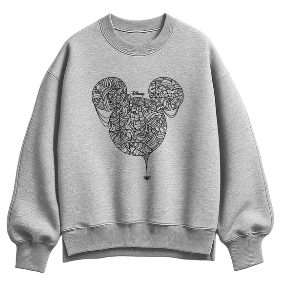 Disney - Mickey Head Spider Web Oversized Fleece Crew Sweatshirt