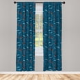 thumbnail image 3 of Ambesonne Underwater Curtains, Cartoon Dolphins Turtles, Pair of 28"x63", Dark Sky Blue Umber, 3 of 5