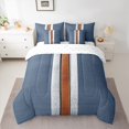 thumbnail image 2 of Manfei Blue Abstract Ombre Bedding Comforter Set 7pcs, Retro Geometric Stripes Queen Bedding Sets, Child Kid Adult Queen Sheet Sets, Lightweight Room Decor, 2 of 7