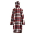 thumbnail image 4 of Defitshape Women's Flannel Shirt Jacket Long Full Zip Shacket Hooded Long Sleeve Spring Fall Top Vintage Travel Casual Oversized Baggy Shacket Red Large, 4 of 5