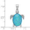 thumbnail image 2 of 925 Sterling Silver Polished Simulated Opal Inlay Sea Turtle Pendant Necklace 27x16mm Wide Pendant for Women, 2 of 2