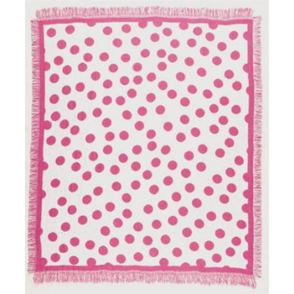Pink Polka Dots Girly Teen Afghan Throw Blanket 50" x 60"