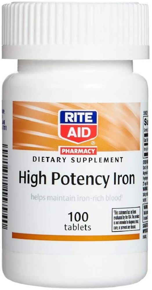 Rite Aid High Potency Iron, Helps Maintain IronRich Blood, Help Get Your Iron At Average Levels