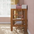 thumbnail image 6 of Mid-Century Modern Twin Loft Bed with Desk and Bookshelf, Pecan/White, 6 of 9