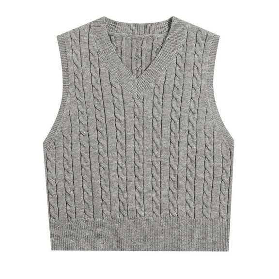 RMGVDSD Womens V Neck Sweater Vest Casual Ribbed Knit Sleeveless Loose Fit Pullover Tank Top Solid Color Casual Basic Sweater Clothes /Grey