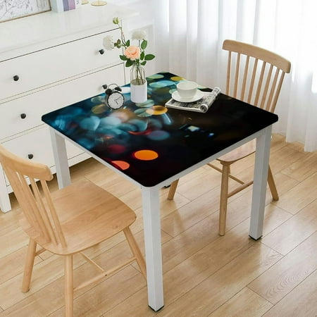

FACANNAP Bokeh Lights Square Fitted Tablecloth 100% Polyester Fiber for Dining Table Protection and Decoration 46*46