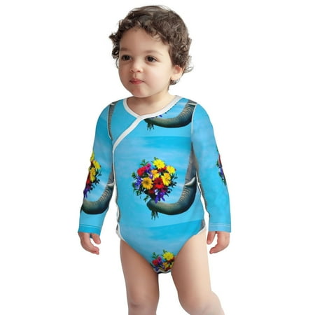 

Fotbe Elephant Trunk Couple Flowers Pattern Unisex-baby Long-sleeve Bodysuit Long Sleeve Bodysuits One-piece 100% Organic Cotton for Infant Baby Boys Unisex-2 Years