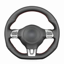 Black PU Leather Steering Wheel Cover for VW Golf R 2012-2013 / GTI / Jetta (GLI) 2011-2014 / Tiguan (R-Line) 2014-2016