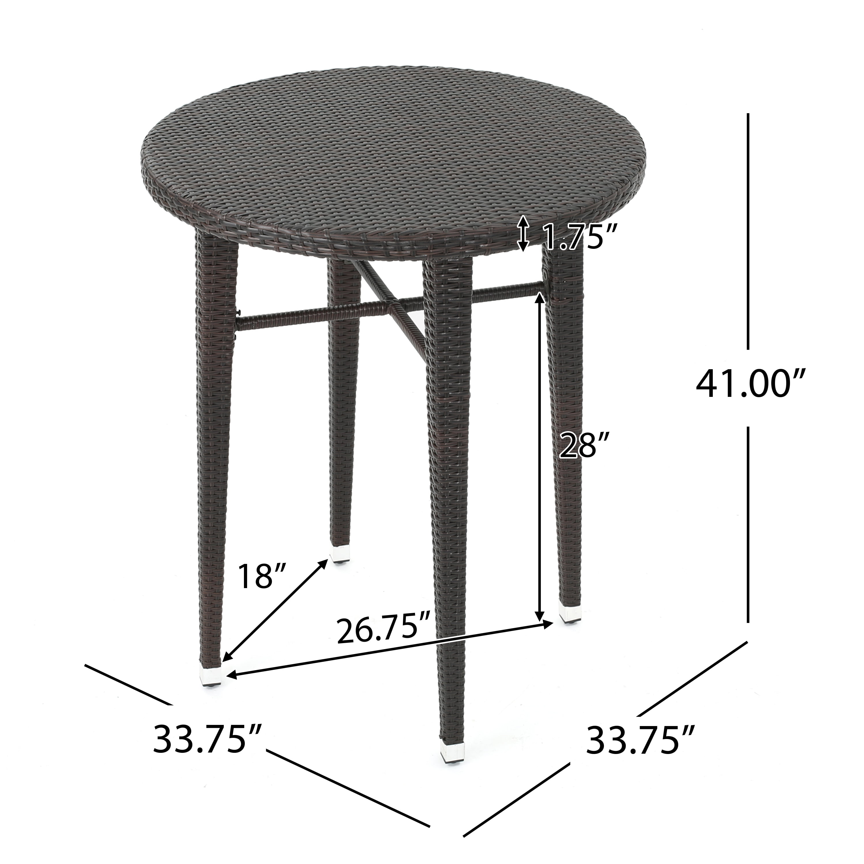 Jacob Outdoor 32.5 Inch Round Wicker Bar Table, Multibrown