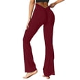 thumbnail image 2 of Women's V Back Scrunch Butt Flare Leggings Ruched Bell Bottom Yoga Pants, 2 of 8