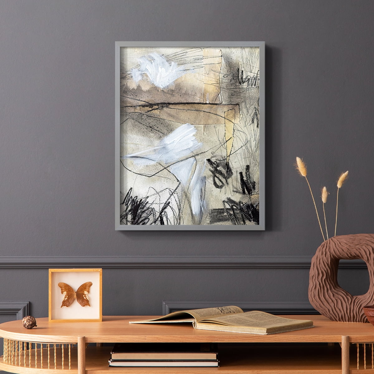 Masked Notes I Framed Print in Gray Solid Wood Framed Print No Nail Hanging