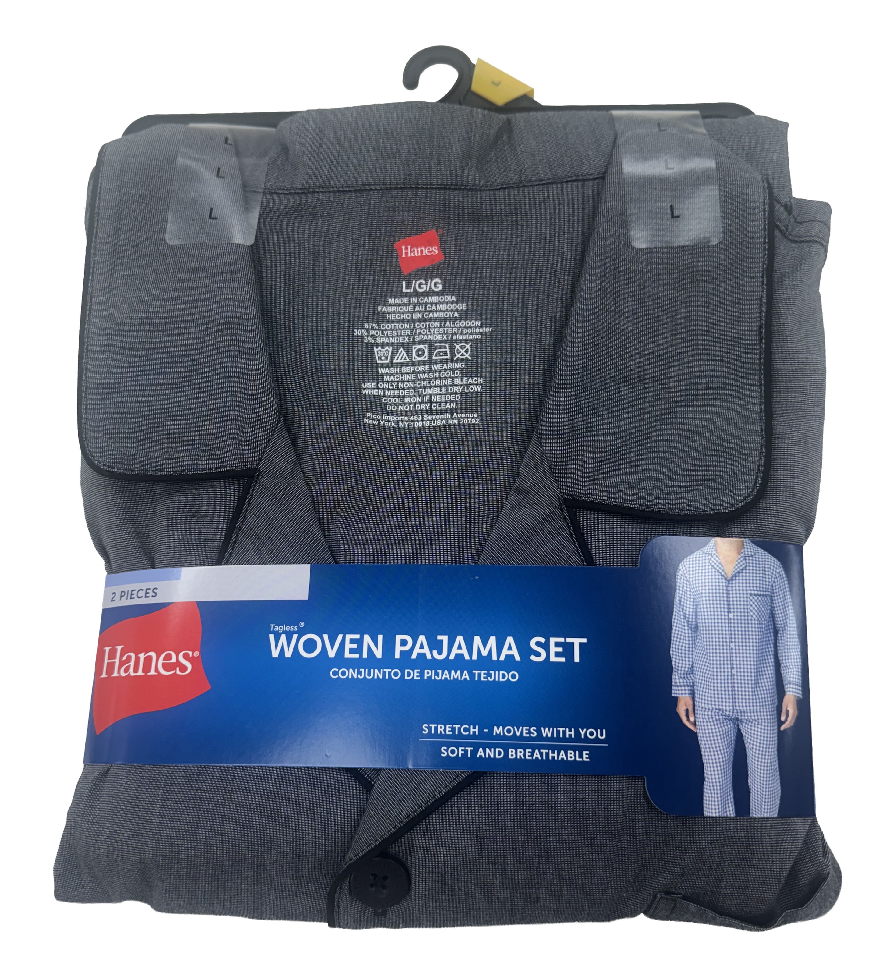 Hanes Men's Stretch Woven Pajama Set, 2-Piece, Sizes S-2XL