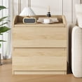 thumbnail image 3 of TROPOW Nightstand with 2 Drawers, 23.6" Modern Bed Side Table 2 Drawers End Table w/Storage Bedside Table with Handle Free Design for Bedroom, Living Room, Curved Profile Design, Natural Wood, 3 of 7